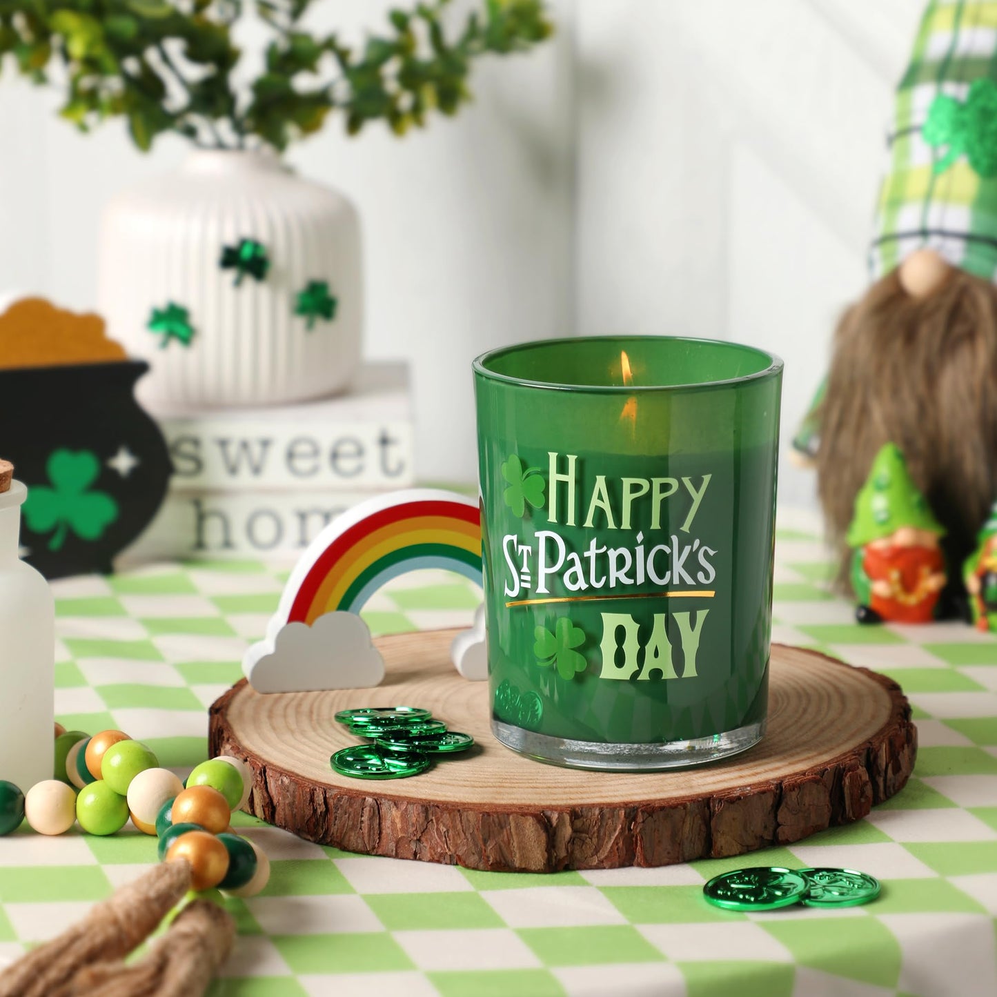 St. Patrick's Day Scented Candle Gifts - Eucalyptus Candle, St Patricks Day Decorations, Holiday Candles Gift, 10oz Soy Wax