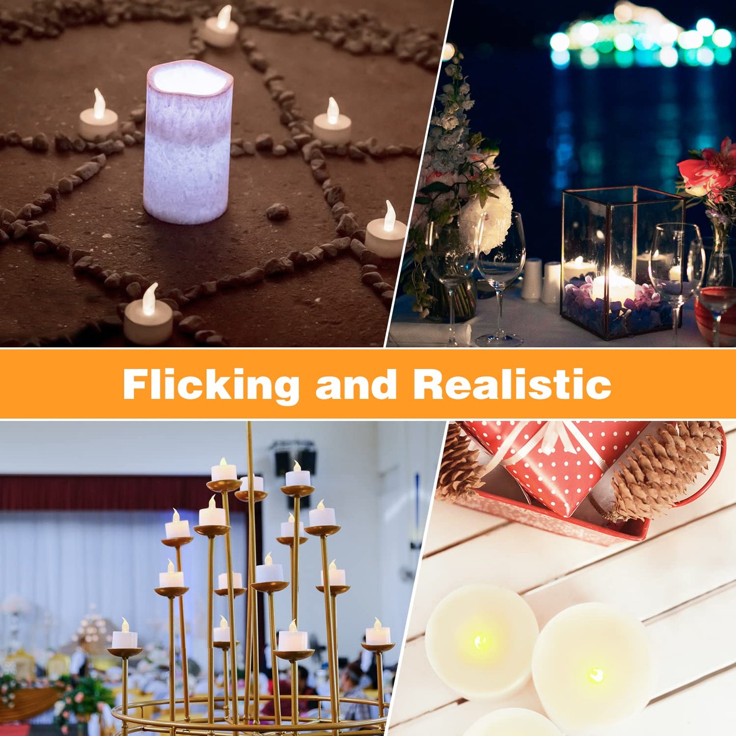 KOABY 400 Pack Warm White LED Tea Lights, Last 100H+, Flickering Flameless Battery Operated Tea Lights for Decor