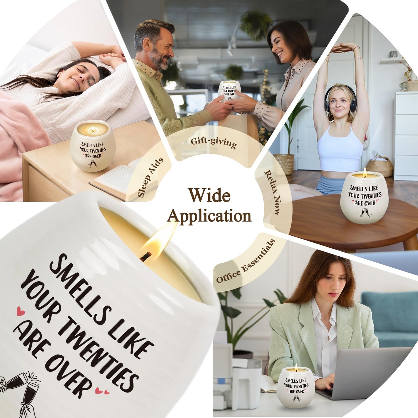 30th Birthday Gifts - Scented Candle in White Ceramic Jar with Smells Like Your Twenties are Over - Soy Wax, Happy 30th Birthday Friend Gift Idea