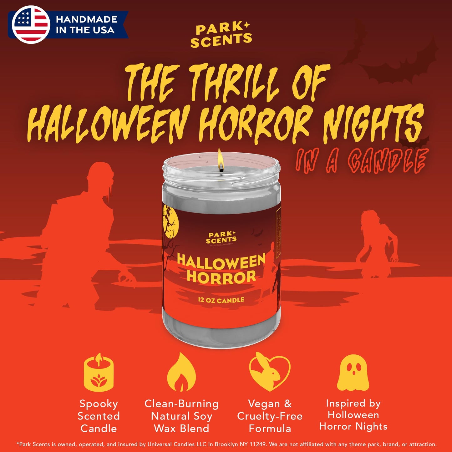 Park Scents Halloween Horror Candle – Spooky Fog-Scented Halloween Candle – Decor and Fall Birthday Gifts for Adults, Men, Women, Sister, Best Friend – 100% Vegan Soy Wax (12 oz. Glass Jar)