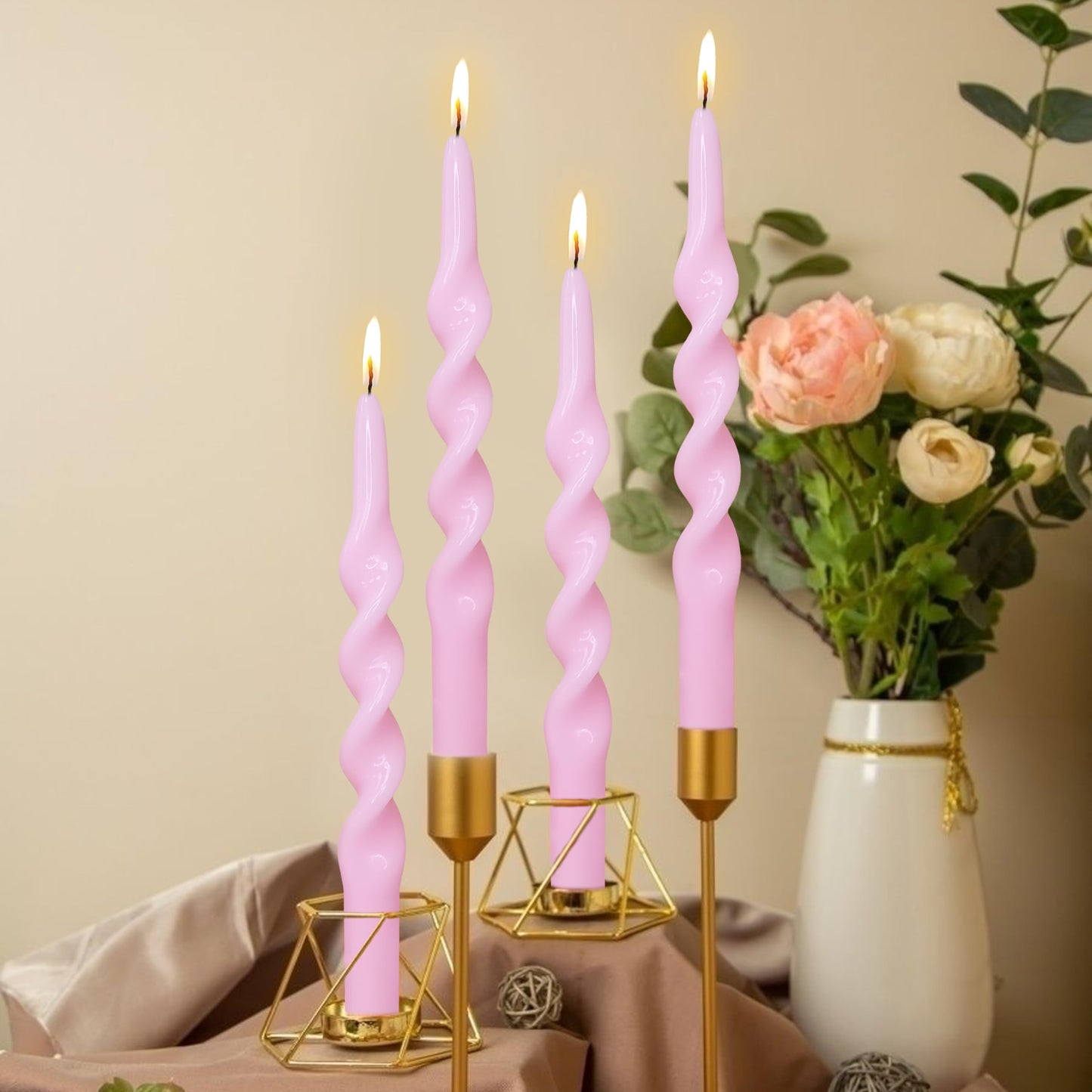 Spiral Taper Candle Twisted Candlesticks Pastel Candle Sticks Long Tapered Candles Unscented Twirl Candle Tall Smokeless Candle for Home Décor Weddings