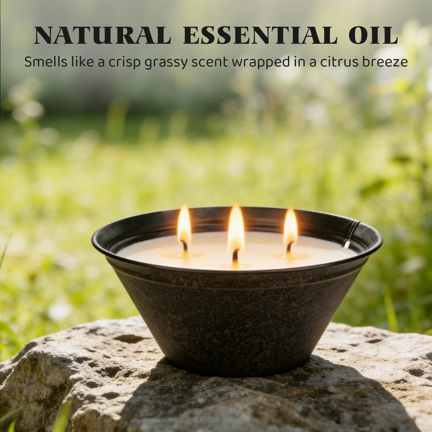 Citronella Candles Outdoor Large 23oz 3-Wick Natural Citronella Lemongrass Soy Wax Bucket Candle Up to 100 Hours Outdoor Candles for Patio,Yard,Fishing,Home Decor,Backyard in Summer