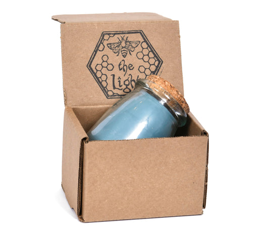 BeeTheLight Beeswax Jar Candle with Cork Lid - Rosemary Lemongrass Aromatherapy Candle - 20 Hours Burn Time - All Natural 100% Pure Beeswax Candle - Handmade Decorative Jar Candle