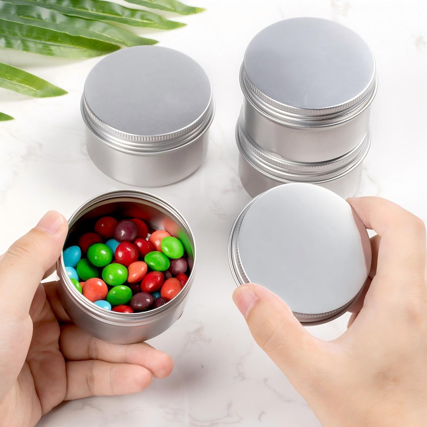 Patelai 36 Pcs 4 oz Metal Round Tins Aluminum Tin Cans Salve Tins Containers with Screw Lid 10 Sheets Stickers for Salve Spice Candies Balms Candles(Silver)