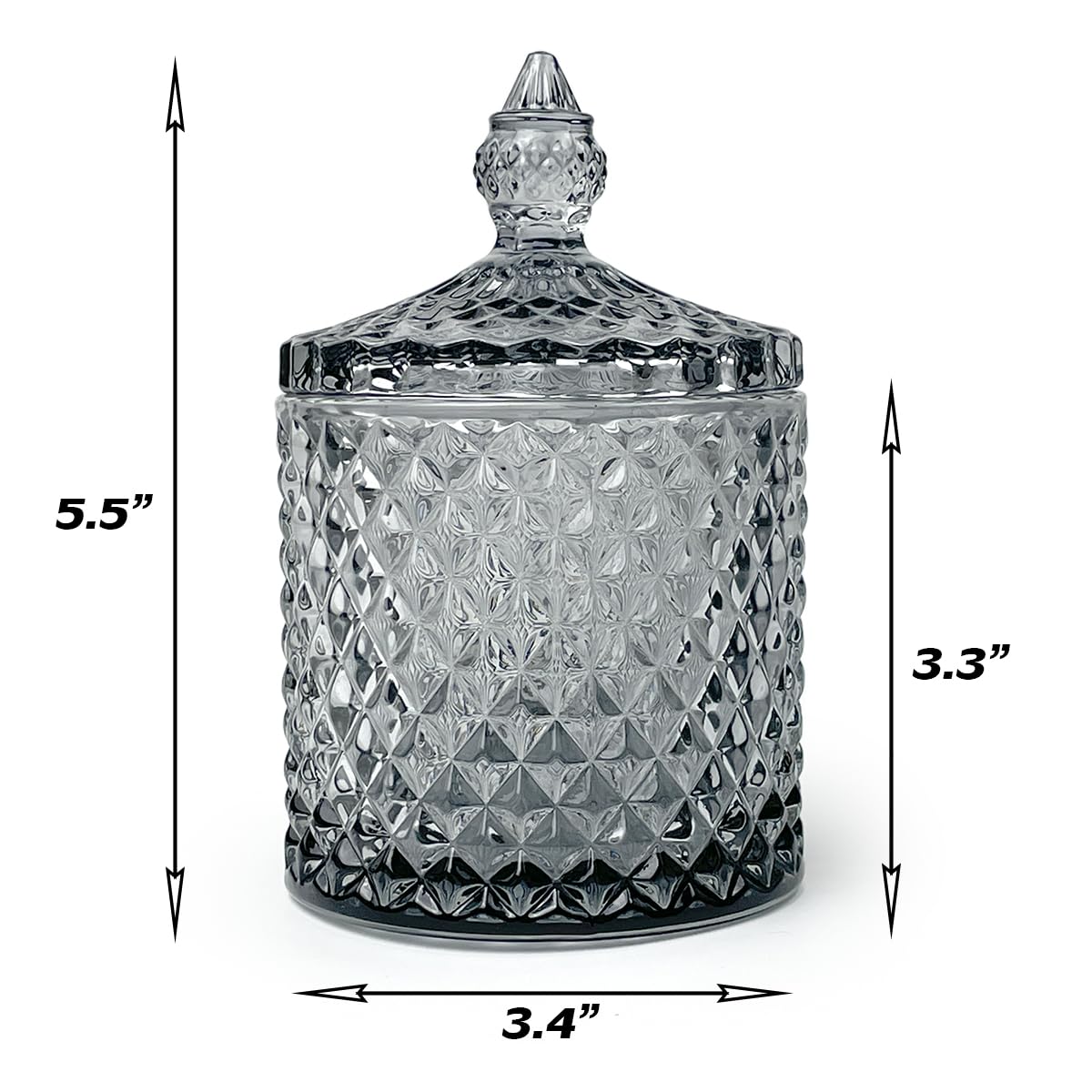 YILUSHENGHUA Colorful Glass Jar With Lid,Cute Candle Cup,Candy Dish,Candy Cookie Jars,Jewelry Box,Decorative Jar(Gray)