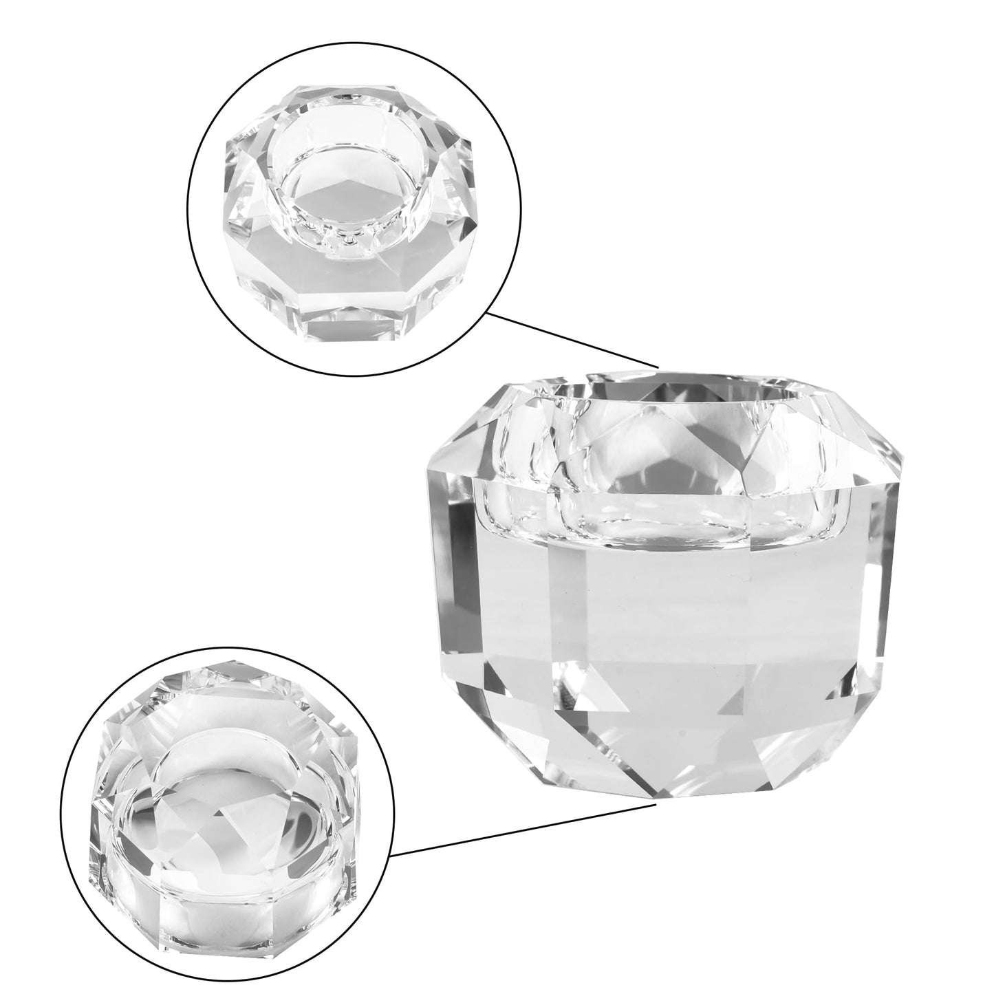 Kitcom Crystal Tealight Candle Holders Pack of 2 for Party Dinner Table Home Decor Hand Cut W2.7'' X H2.3'', Comes with Gift Box