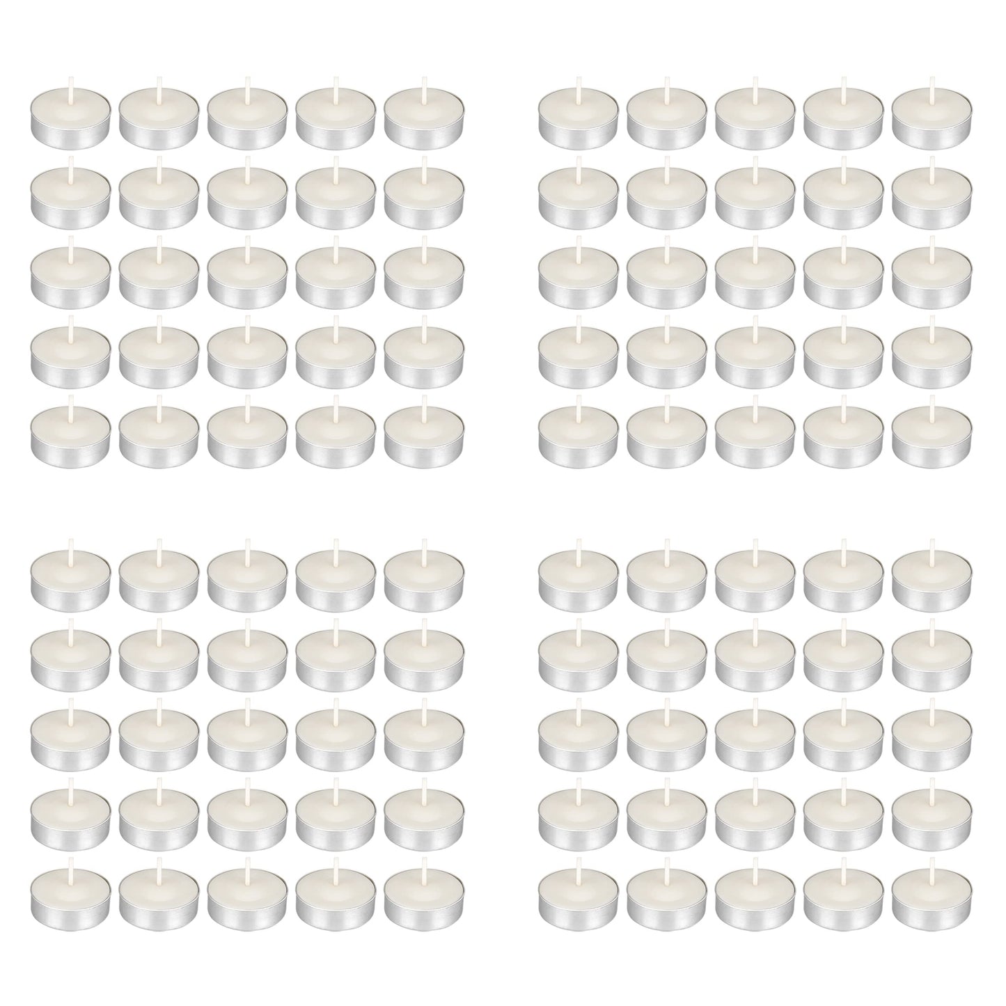 Mega Candles 100 pcs Unscented White Tea Lights Candles, Pressed Wax Candle 3.5 Hour Burn Time, Home Décor, Wedding Receptions, Occasions, Festivities, Events, Meditations, Spa, Prayers, Vigil