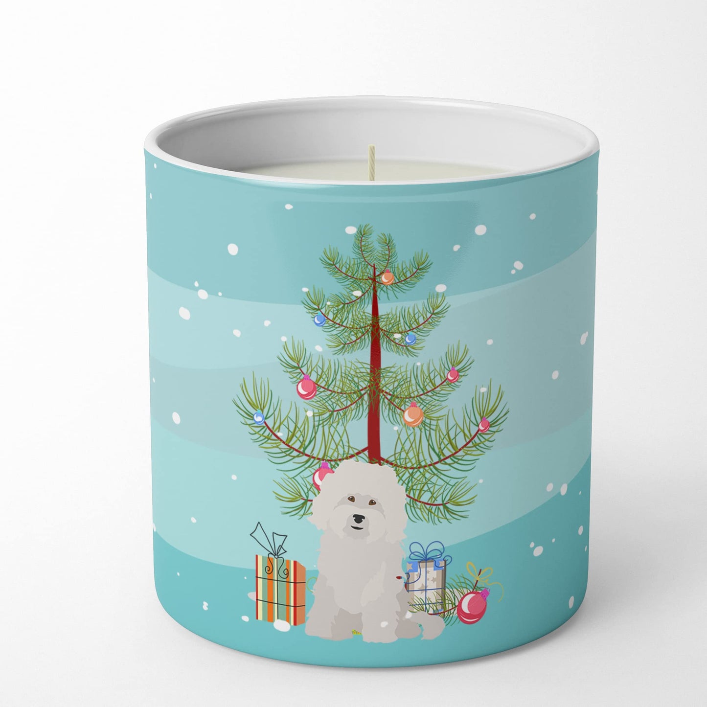 Caroline's Treasures CK3492CDL Bolognese Christmas Tree 10 oz Decorative Soy Candle Nature Soy Wax Essential Oil Home Decor Ideal for Bedroom Kitchen Bath Office Gift, 10 oz