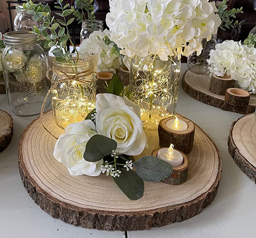 Lawei 20 Pack Wooden Tealight Candle Holder, Wood Votive Tealight Holder Tealight Candlestick for Wedding Party Birthday Holiday Decoration
