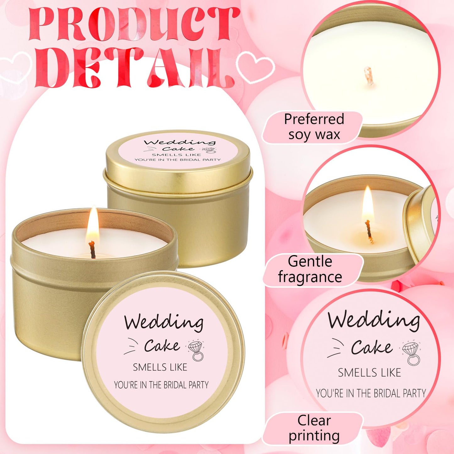 Conelist 8 Pcs Bridesmaid Proposal Gifts Smells Like You're in the Bridal Party Candles Bridesmaid Gifts Natural Soy Wax Candles for Best Friends(Pink,Classic)