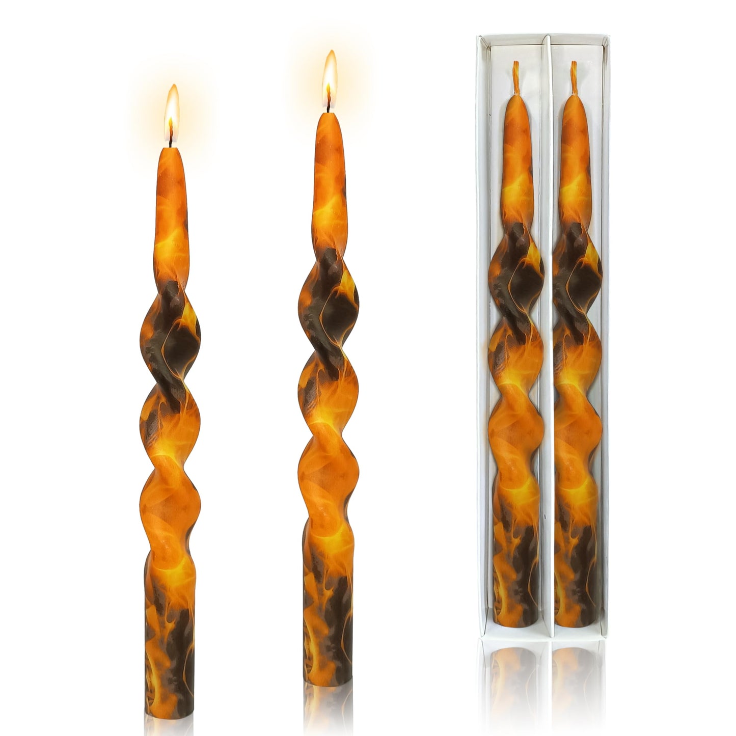 Flame Candle 10 inch Spiral Candlesticks Unscented Taper Candles Handmade Candle for Dinner Household Wedding Party Housewarming Home Décor Candles