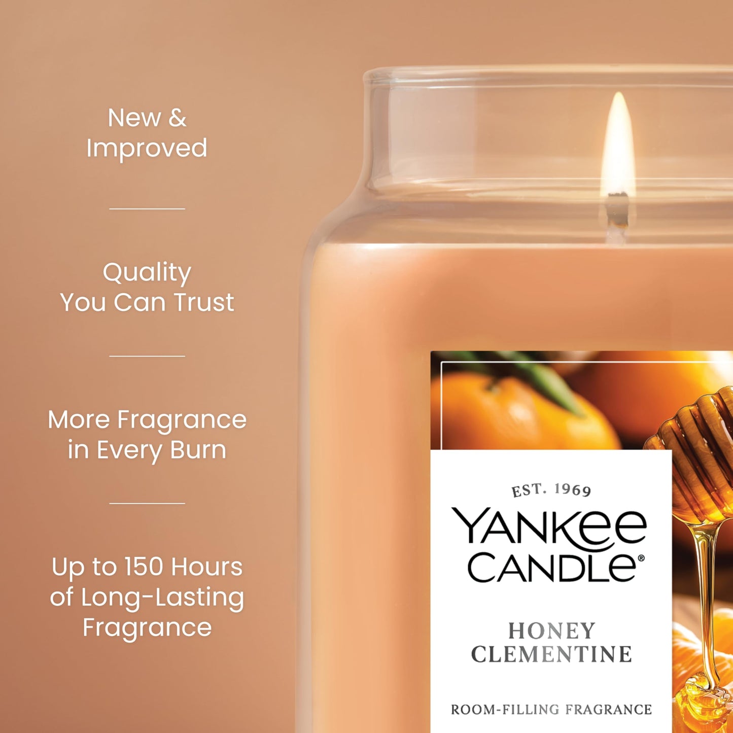 Yankee Candle Honey Clementine Scented Candle, 22oz Large Jar with up to 150 Hour Burn Time, Giftable