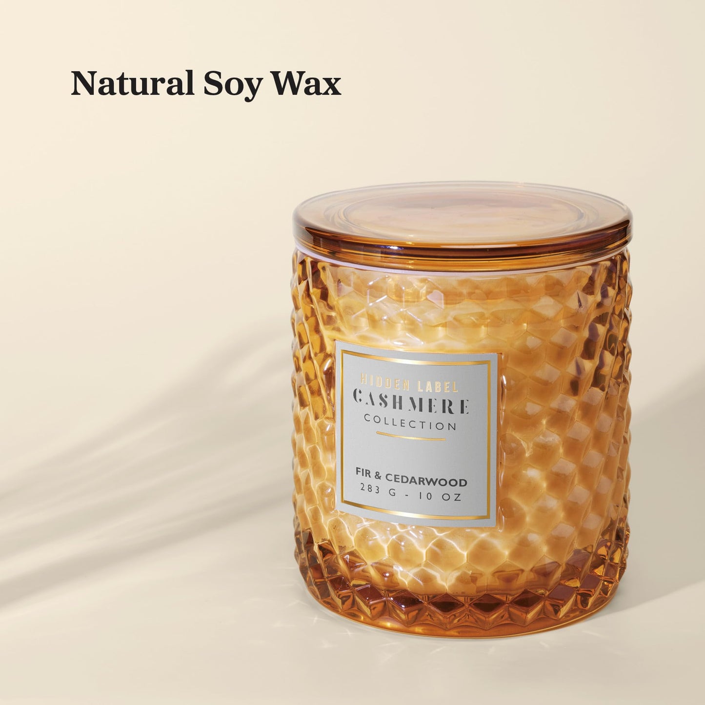 Hidden Label Amber & Vanilla Fall Candles, Natural Candle Non Toxic,100% Cotton Lead-Free Wick,Candles for Home Scented,10 oz 65 Hours Burn time,Candle Gifts for Women & Men.