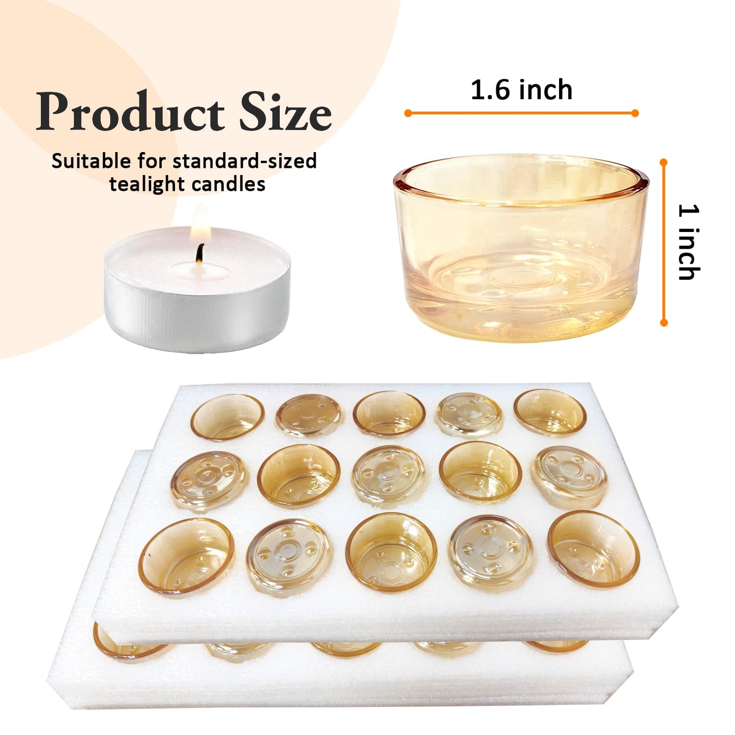 GOLDEAL 30 Pcs Gold Glass Small Tealight Candle Holders-Tea Candle Holders Bulk - Perfect for Weddings, Parties, Dinners - Ideal for 1.5" Standard Tealights and Candle Moulds…