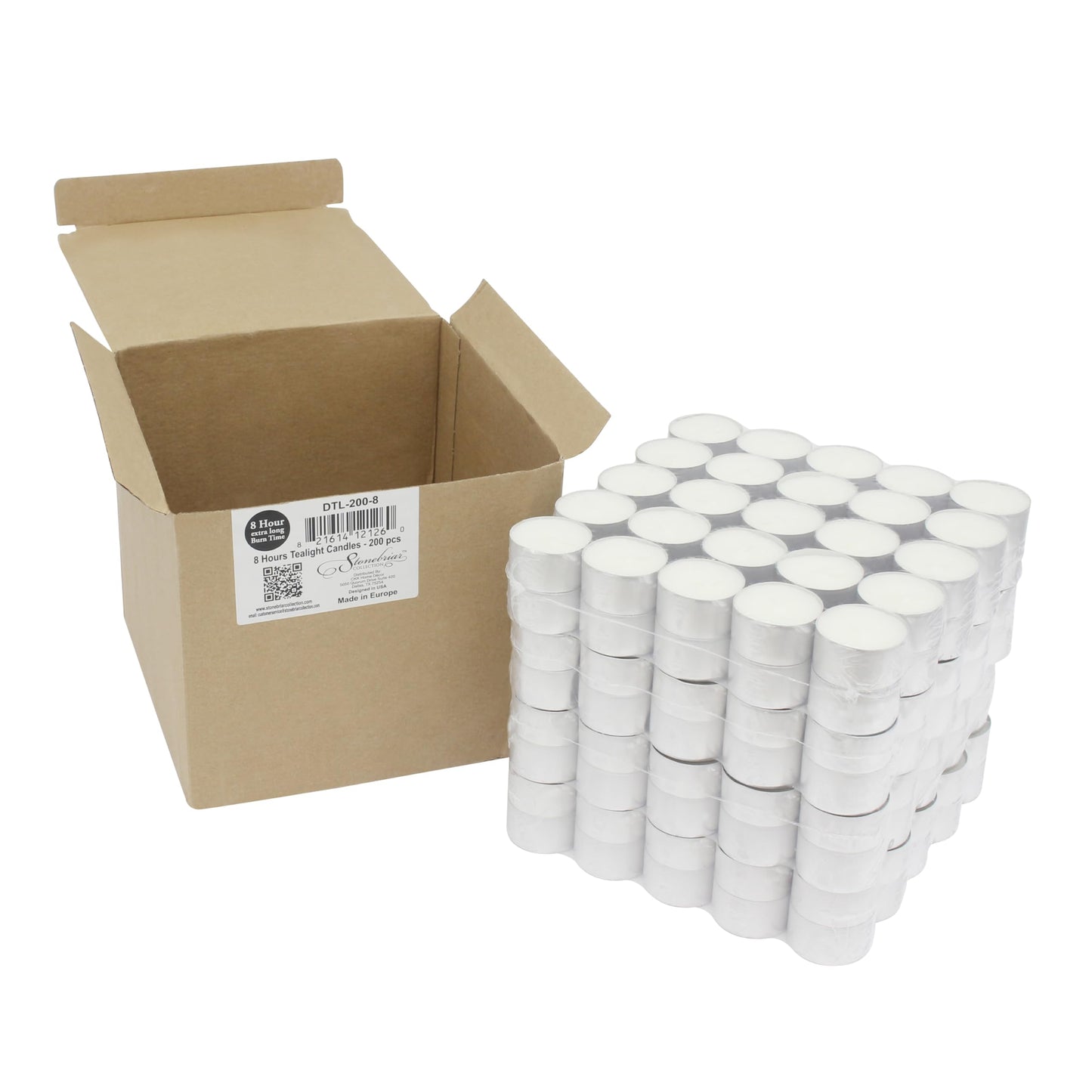 Stonebriar 300 Pack Unscented 8 Hour Extended Burn Time Tea Light Candles