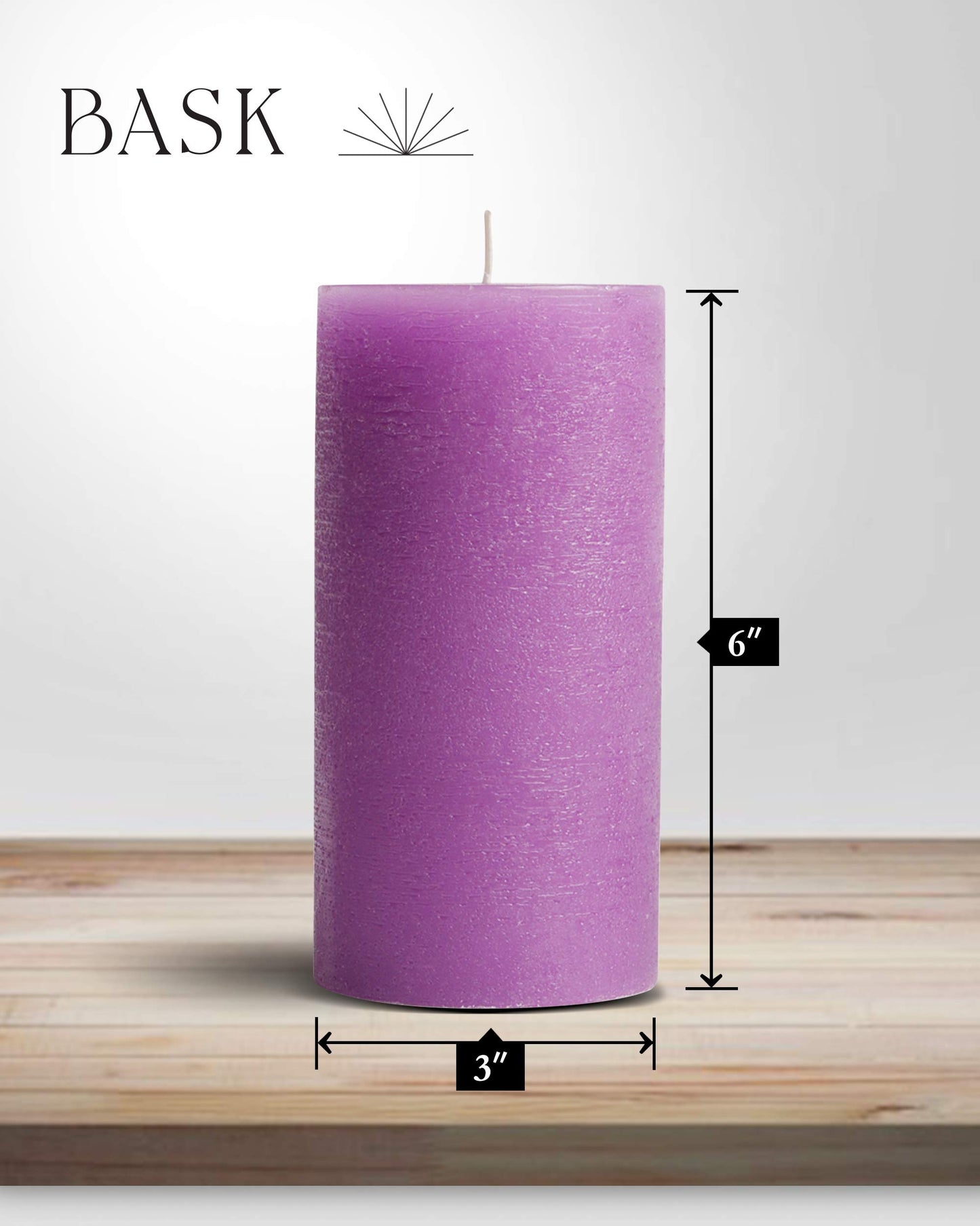 Mottled Pillar Candles by Bask - Set of 6-3" x 6" Dripless Unscented Candles in Purple for Home Decor, Relaxation & All Occasions