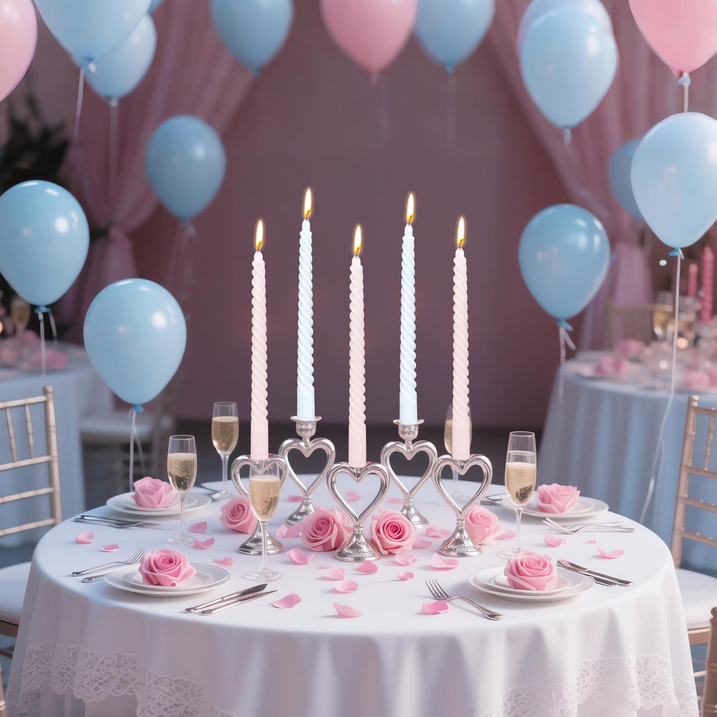 10 Inch 10 Pack Baby Pink and Baby Blue Spiral Taper Candle Set, Unscented Dripless Candlesticks for Dinner Baby Shower Party Brithday Wedding and Home Decoration