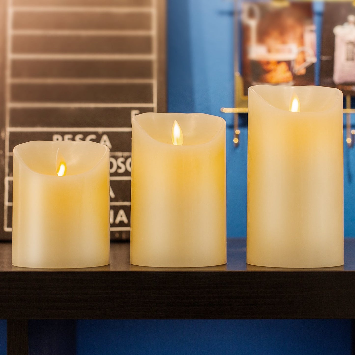 AKU TONPA Flameless Candles Battery Operated Pillar Real Wax Electric LED Flickering Candle Sets with Remote Control Cycling 24 Hours Timer, 4" 5" 6" Pack of 3 (Ivory)