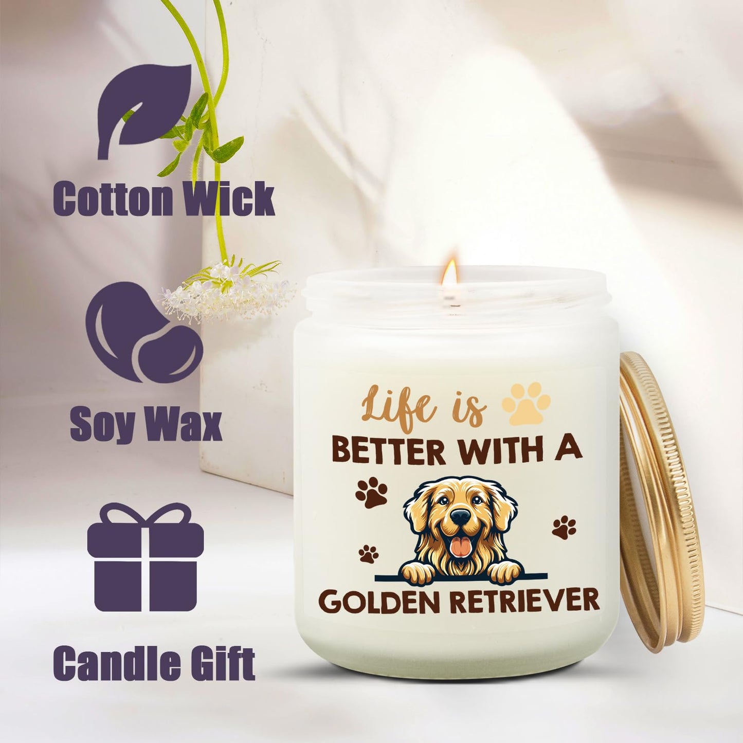 Goiicoln Golden Retriever Gifts for Women, Golden Retriever Candle, Dog Mom Gift, Goldens Retrievers Mom Gifts for Birthday, Mother’s Day for New Pet Parents