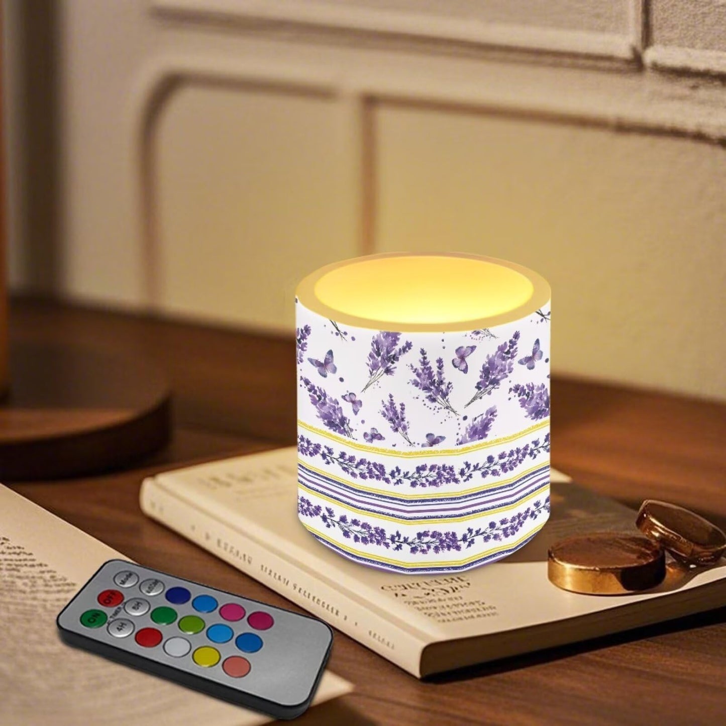 Cozeyat Lavender LED Candles Set of 4 Battery Powered Flameless with Remote Timer Dancing Flame Waterproof for Home Garden Patio Table