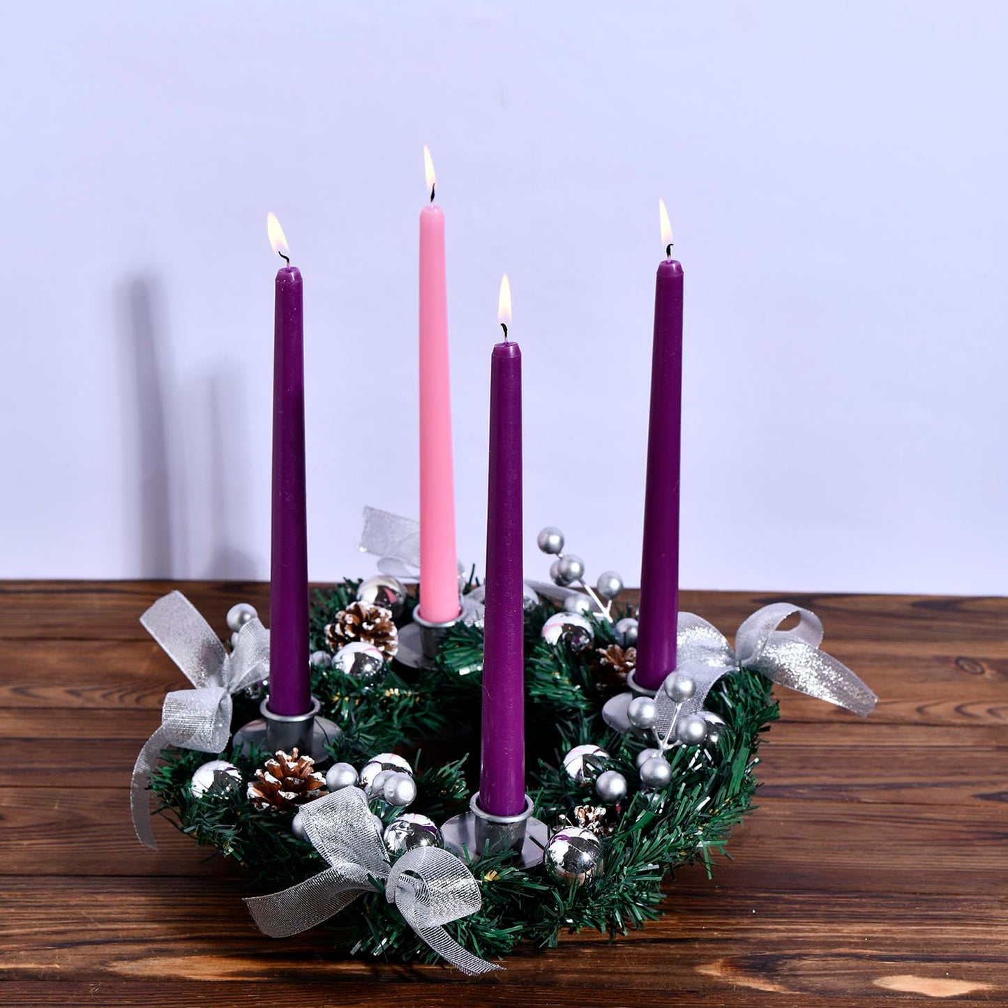 PAMELIFE 4 Pack Advent Taper Candles Set, 10-Inch Premium Dripless Unscented Christmas Real Wax Candles - Perfect for Holidays, Seasonal Celebrations, Church Services, and Parties.