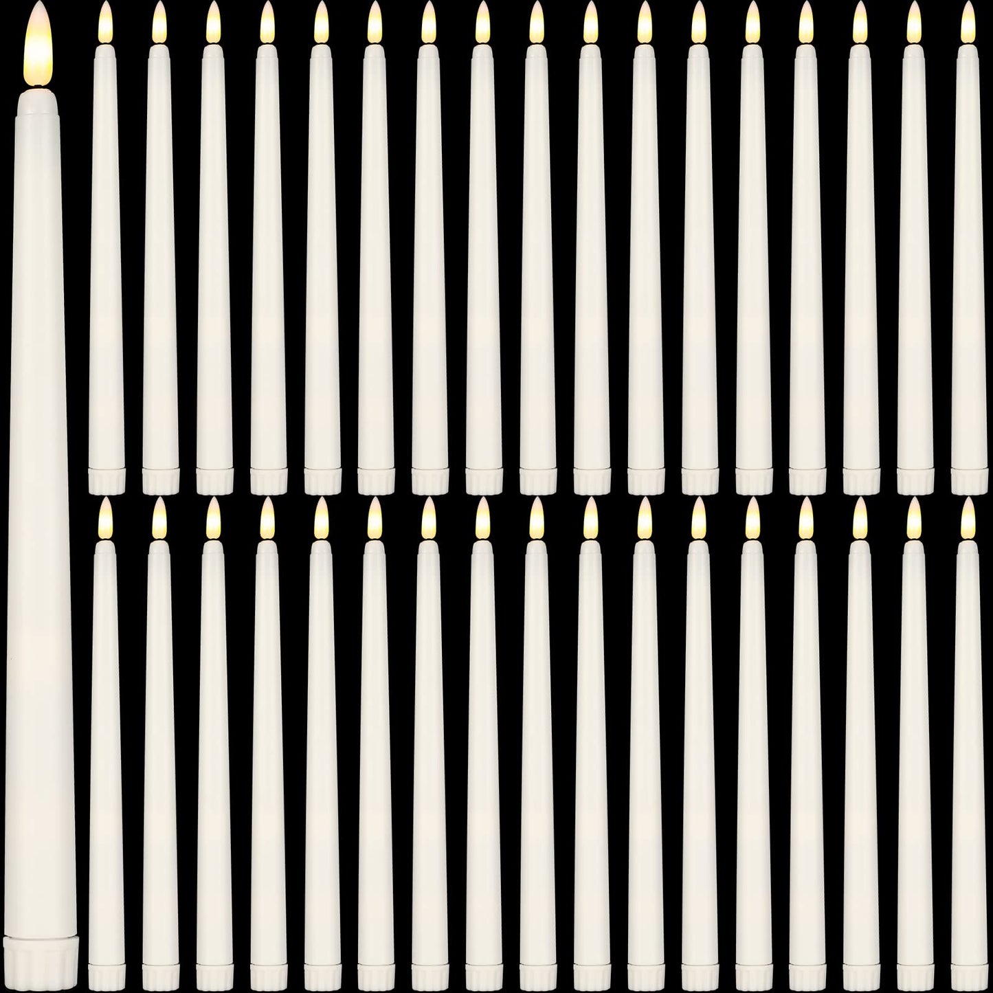 Reginary 36 Pieces Flameless Taper Candles Battery Operated Bulk 11" Plastic Lights LED Candlesticks Window Candles for Birthday Wedding Church Decor Party Supplies(Ivory)