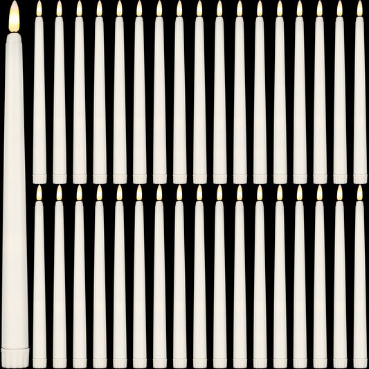 Reginary 36 Pieces Flameless Taper Candles Battery Operated Bulk 11" Plastic Lights LED Candlesticks Window Candles for Birthday Wedding Church Decor Party Supplies(Ivory)