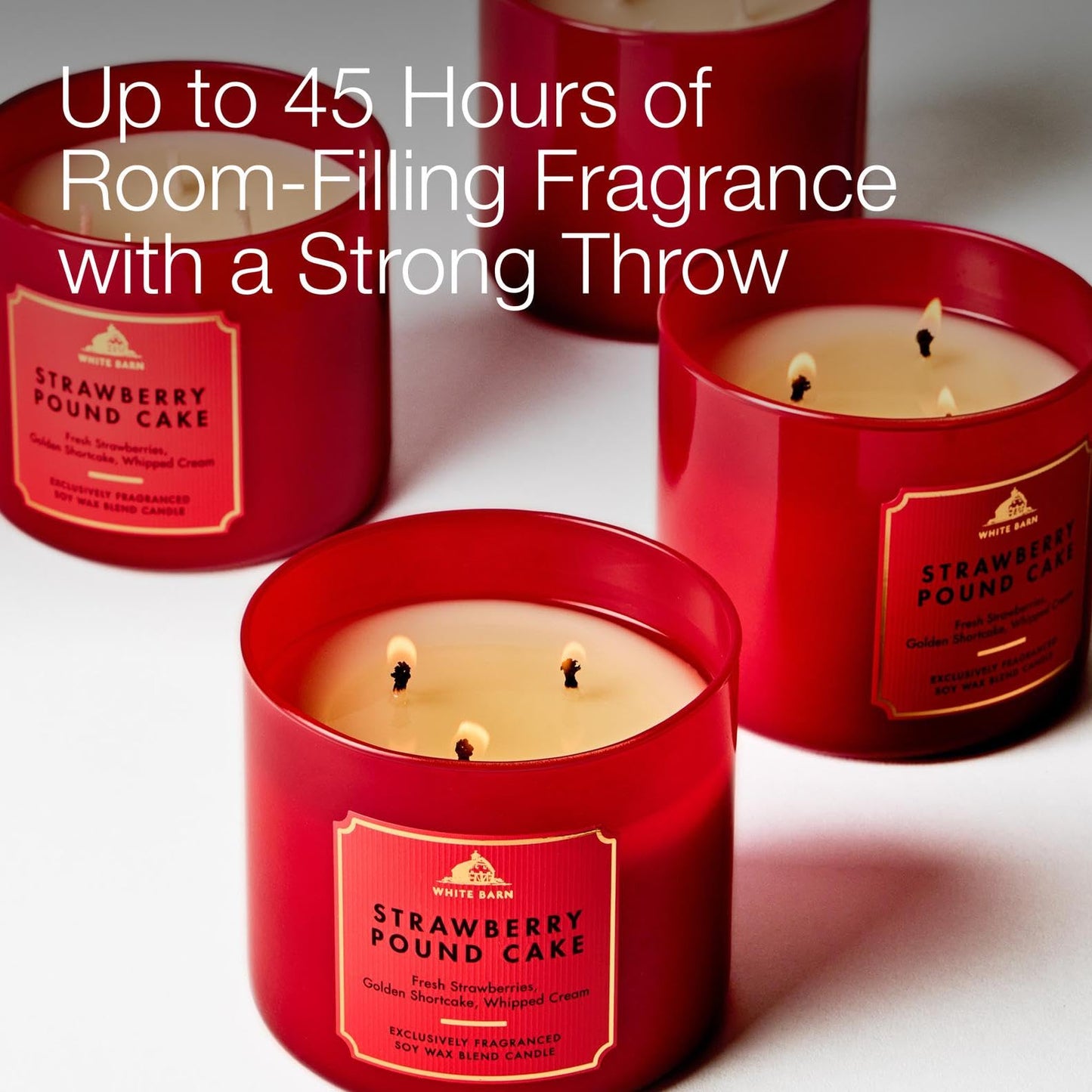 Bath & Body Works Strawberry Pound Cake 3-Wick Candle - Scented Candle for At-Home Use - Long-Lasting, Room-Filling Fragrance - High Fragrance Oil Concentration - Soy Wax Blend