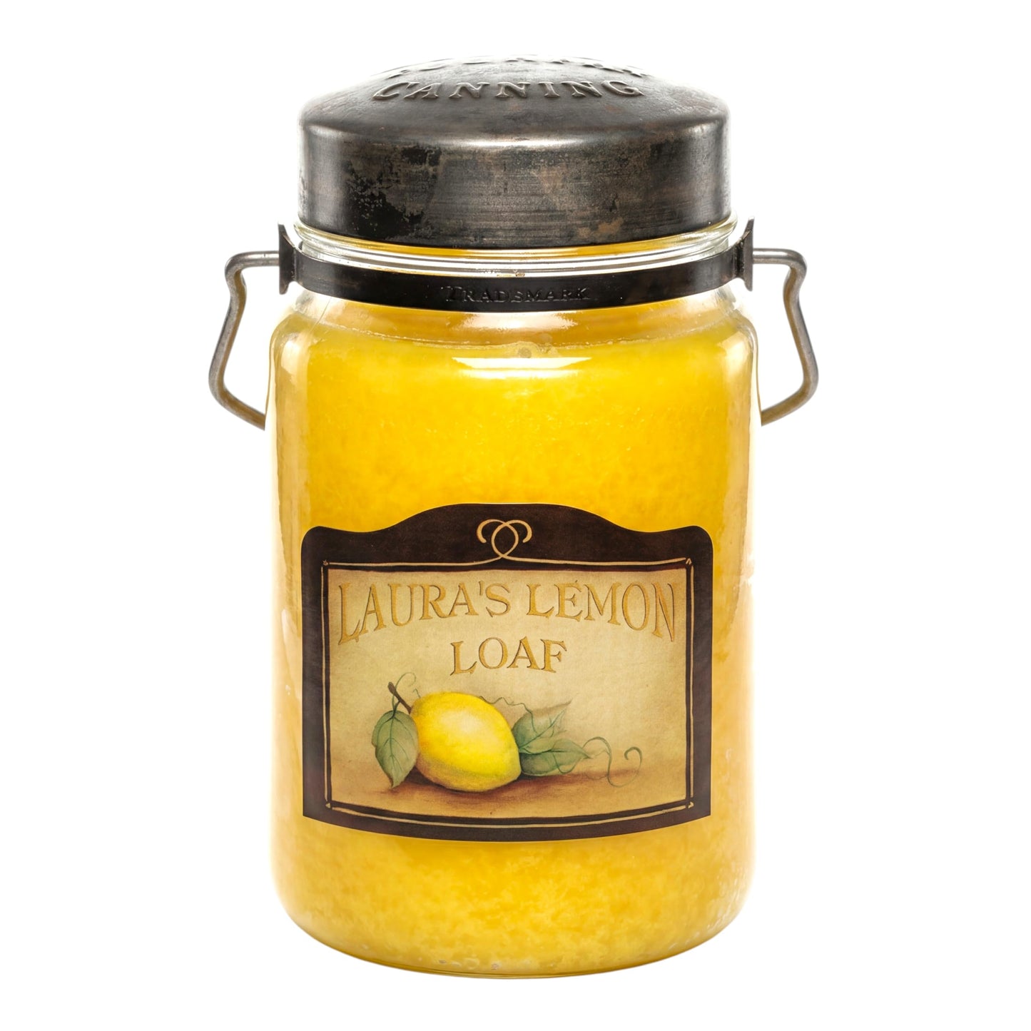 McCall’s Candles | Laura’s Lemon Loaf | 26 oz Scented Candle | USA-Poured | Vintage Rustic Jar with Carrying Handle | Tart Lemon & Sweet Poundcake Fragrance