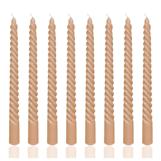 10 Inch 8 Pack Gilded Oats Spiral Taper Candles for Dinner Home Decor Wedding Shower Christmas Candlesticks, Baby Shower, Birthday Party Candles