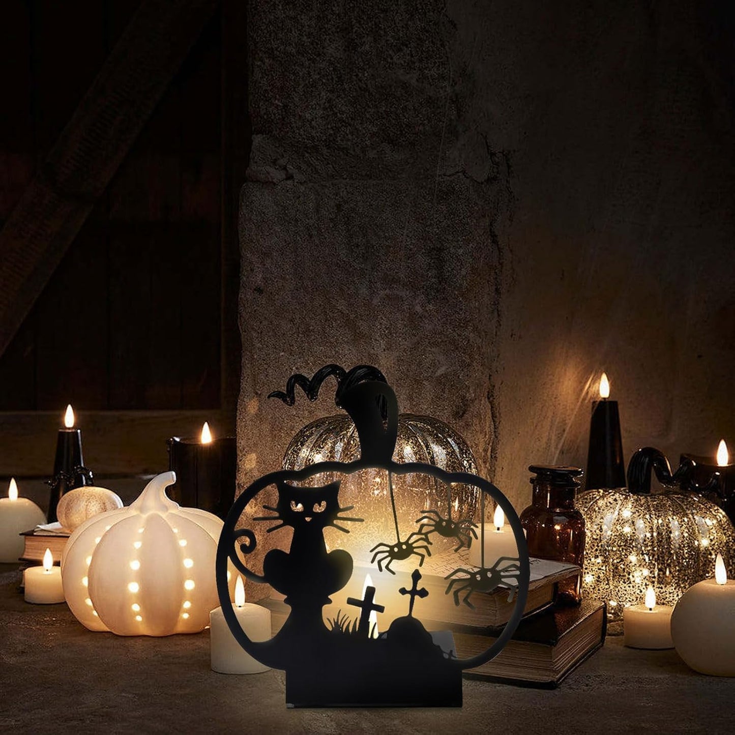 Candle Holders Bulk for Holiday Decor Indoor Outdoor Decorations for Halloween Party Table Kitchen Fireplace Bookshelf Desk Table Seasonal Display