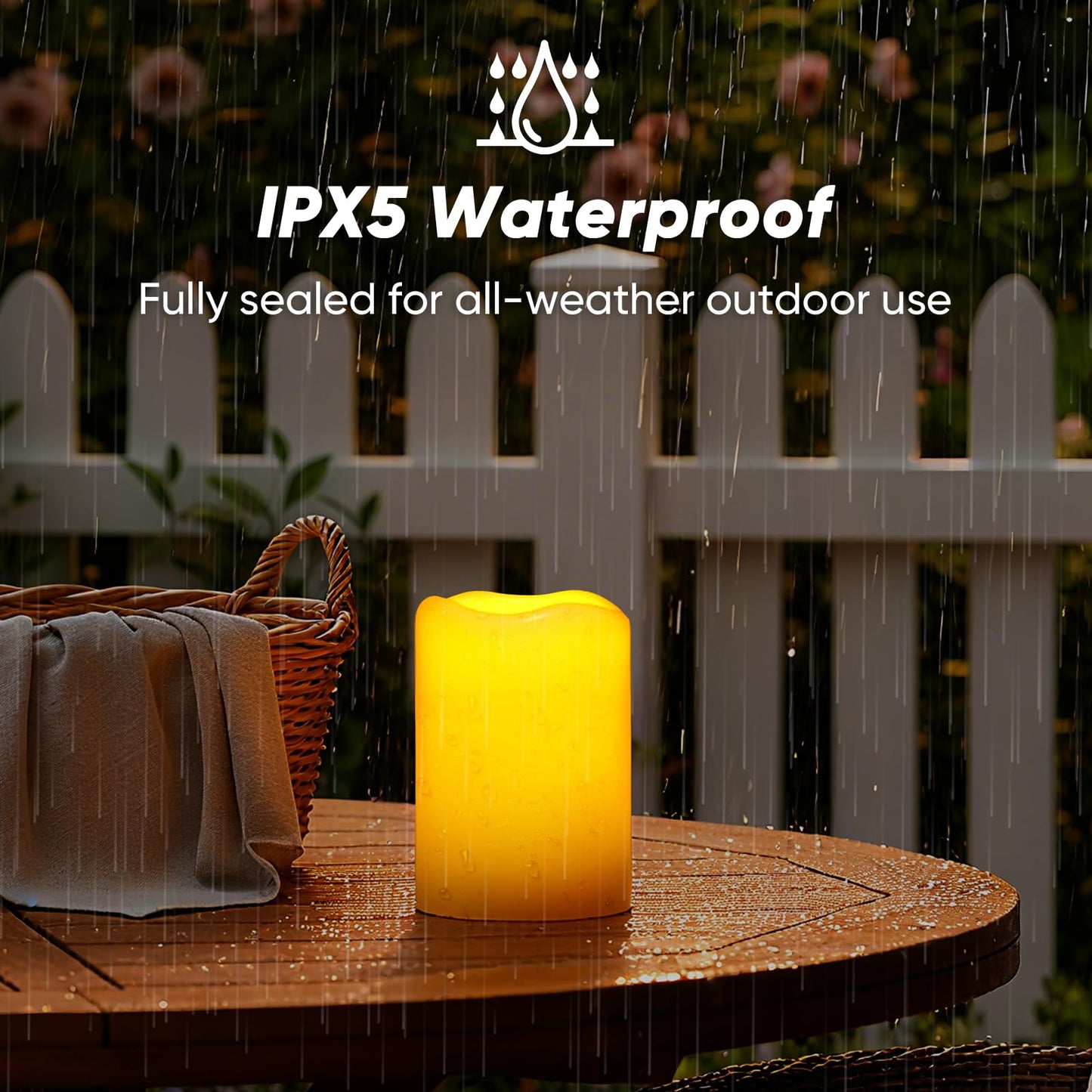 Homemory Large Solar Candles Outdoor Waterproof, 4"x6", Dusk to Dawn, Solar Powered Flameless Candles for Outdoor, Lanterns