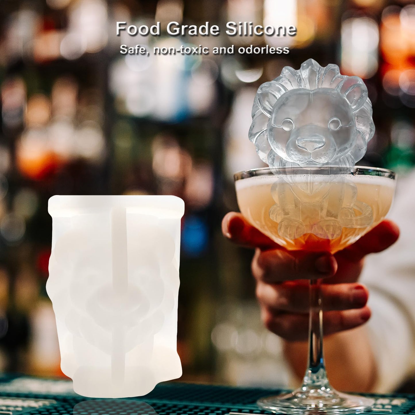 SIUPER 3D Lion Ice Cube Silicone Molds Tray for Whiskey, Cocktail, Drink, Bar; Rich Details. Fun Animal Mold for DIY Craft Taba Squishy Chocolate Soap Candle Resin Gift for Women Girls Boys; 2 Pack