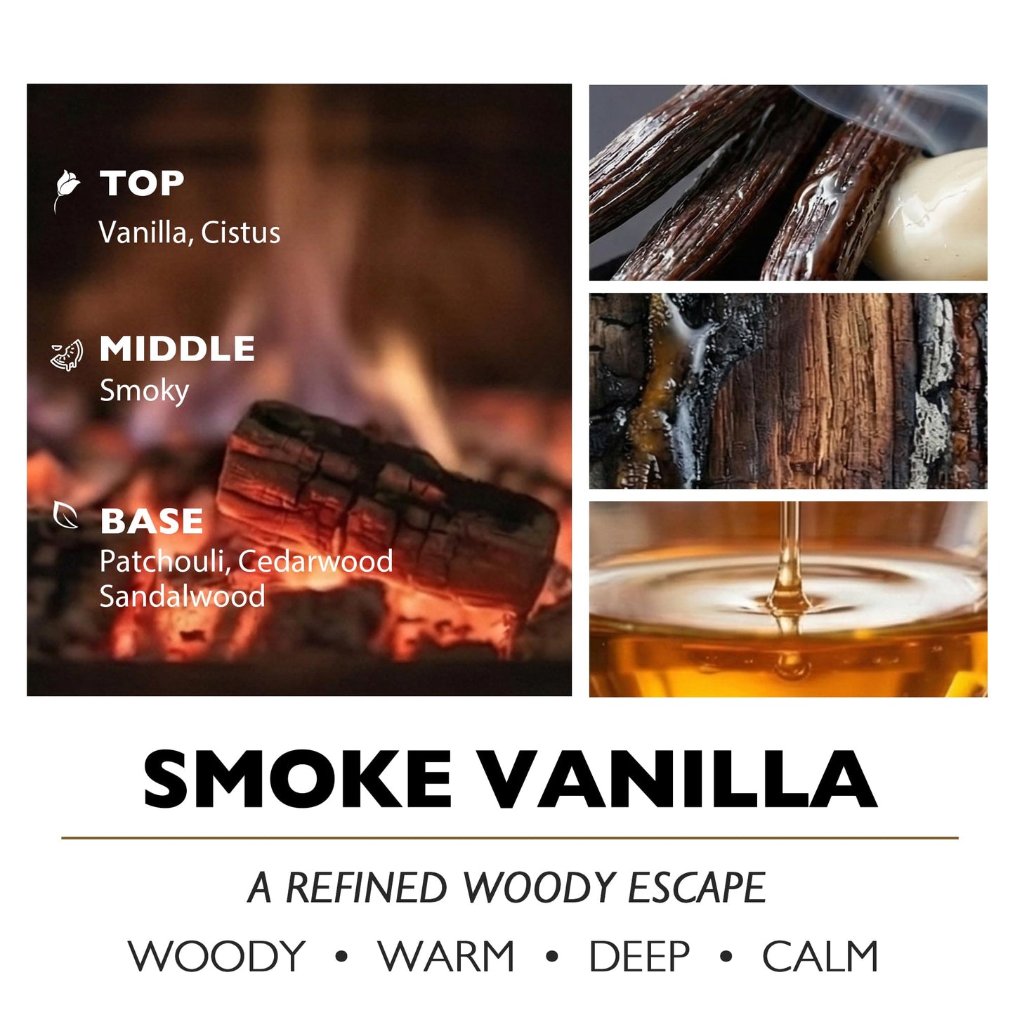 HomeLights Large jar Candle | 3-Wick Long-Lasting Scented Candles, 34oz Natural Soy Wax Candle for Home Scented, Industrial Chic Gifts for Women & Men, Smoke Vanilla