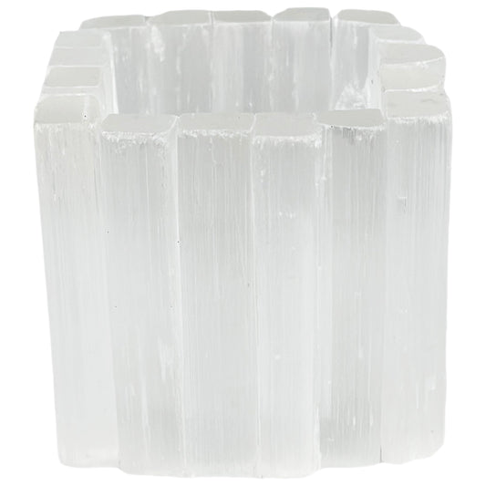 Selenite Candle Holder Natural Tealight Holder for Aromatherapy Meditation Tranquility & Energy Balance Square Healing Crystal Lamp Crystal for Healing Stone Handmade & Reusable