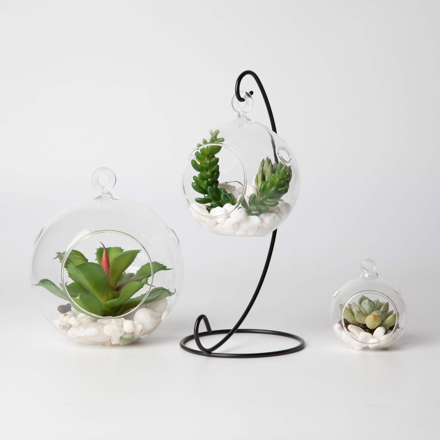 WGV Hanging Terrarium Globe, Width 3", Height 4", DIY Air Succulent Planter, Clear Glass Vase Orb with Flat Bottom, Candle Holder for Windowsill Outdoor Garden Decor, 6 Pieces Bulk