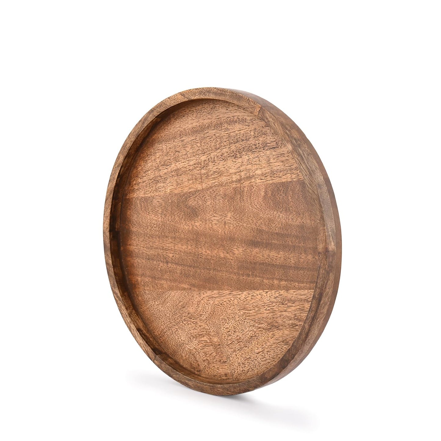 EDHAS Round Wooden Decorative Candle Holder Tray for Coffee Table Centerpieces Modern Farmhouse Home Decorations (12" x 12" x 1")