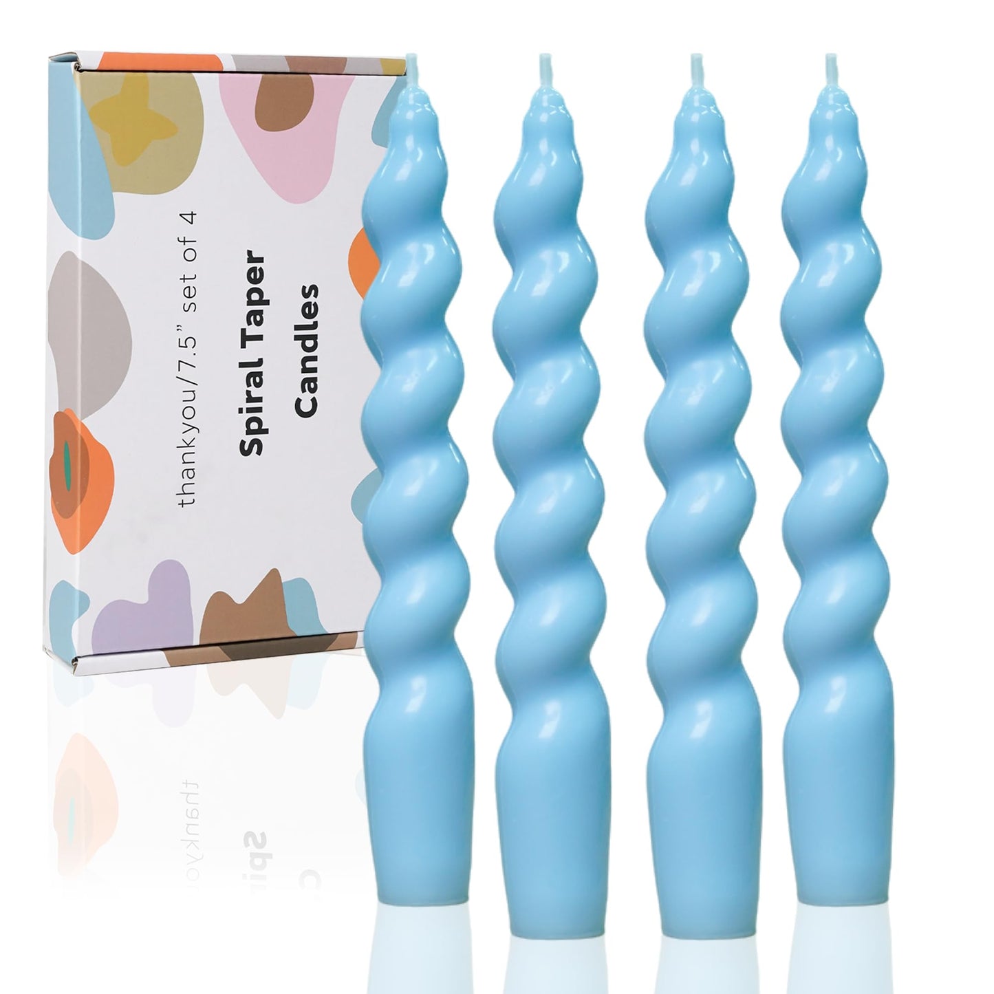 LPUSA Short Taper Candle Blue Spiral Candlestick Short Tapered Candles Twisted Candlesticks for Table Decor Housewarming Gift Idea-7.5inch,4pcs(babybule)