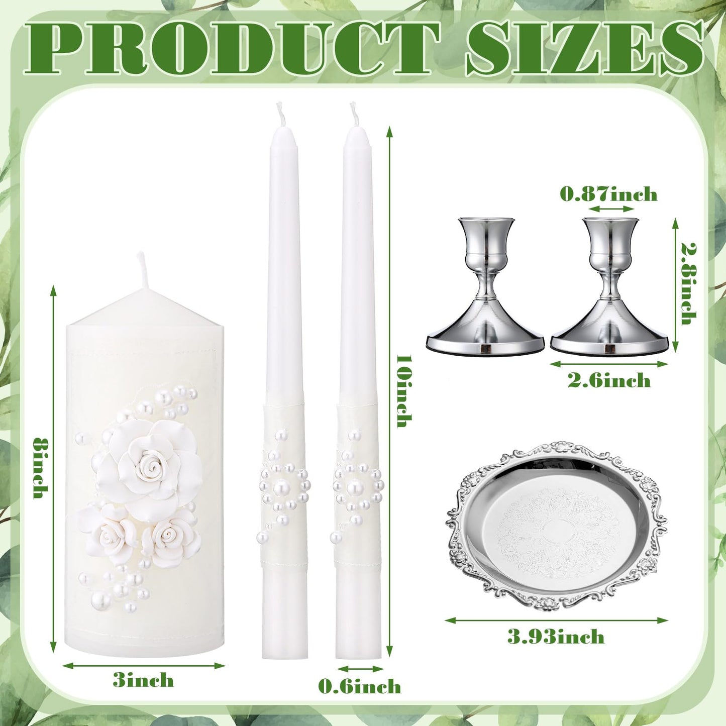 Irenare Unity Candles with Holder for Wedding Ceremony Unity Candle Set Wedding Table Decorations Accessories for Formal Events Church (Ceramic Flowers)