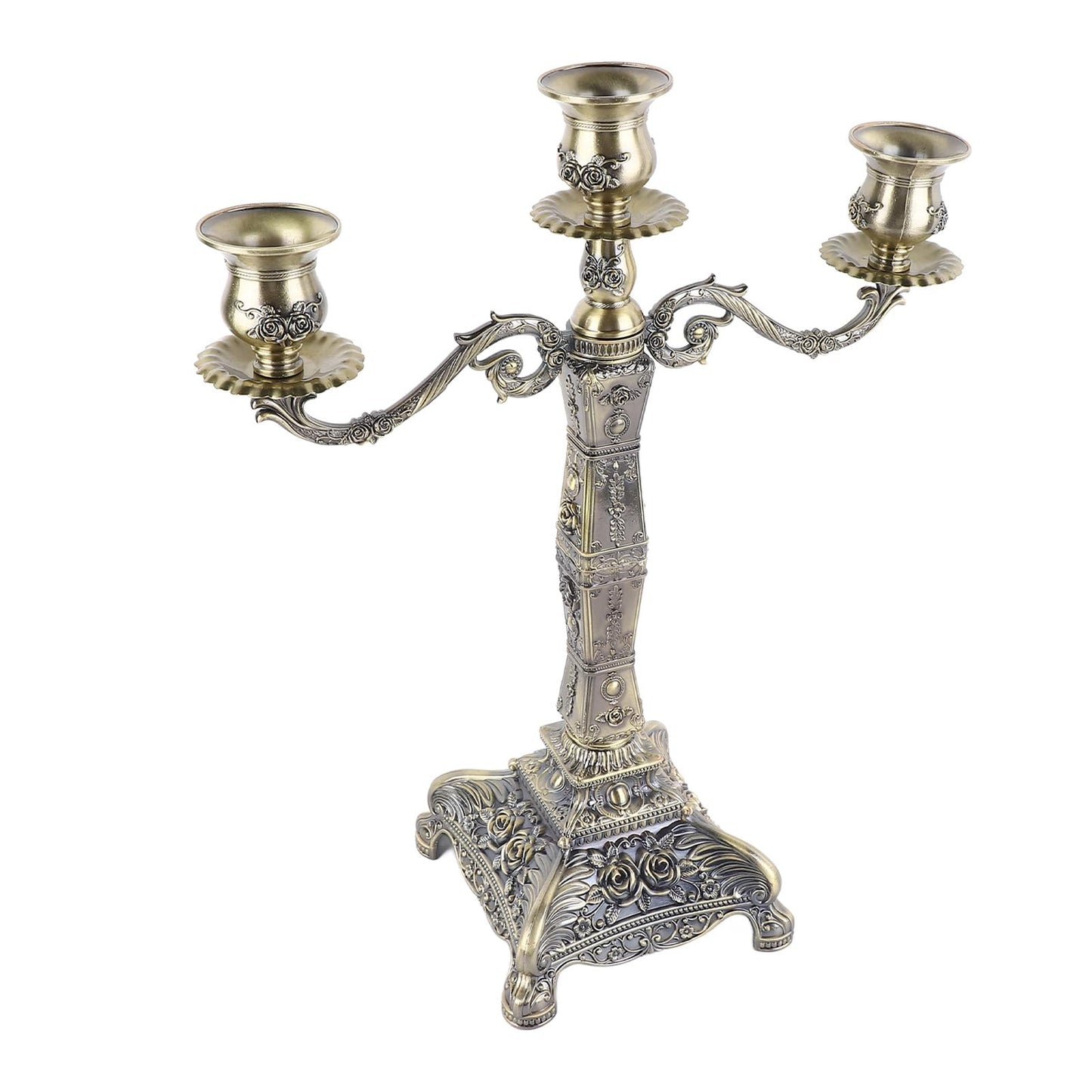 HKINBAS Craft Collection Fit for Metal Arms Candelabra European Style Retro Candlestick Holder Romantic Candle Holder Decoration for Wedding Dinner Party Decoration (Bronze Three Heads)