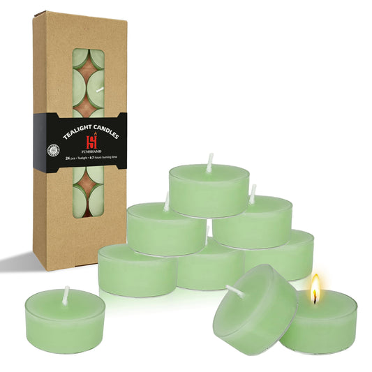 24 Color 6 Scented Tealight Candles, Colorful Scent Tea Lights Candles Clear Cup, 24 Pack Colored Tealights Candle, 6 Hour Burn Time Tea Candles for Party, Decor, Spa, Shabbat