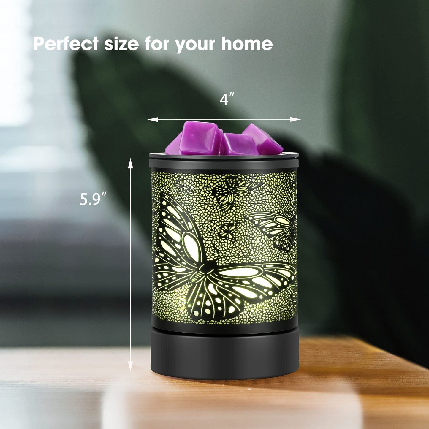 Enaroma Fragrance Wax Melts Warmer with 7 Colors LED Changing Light Scent Oil Candle Warmer for Home Office-ButterflyTimer