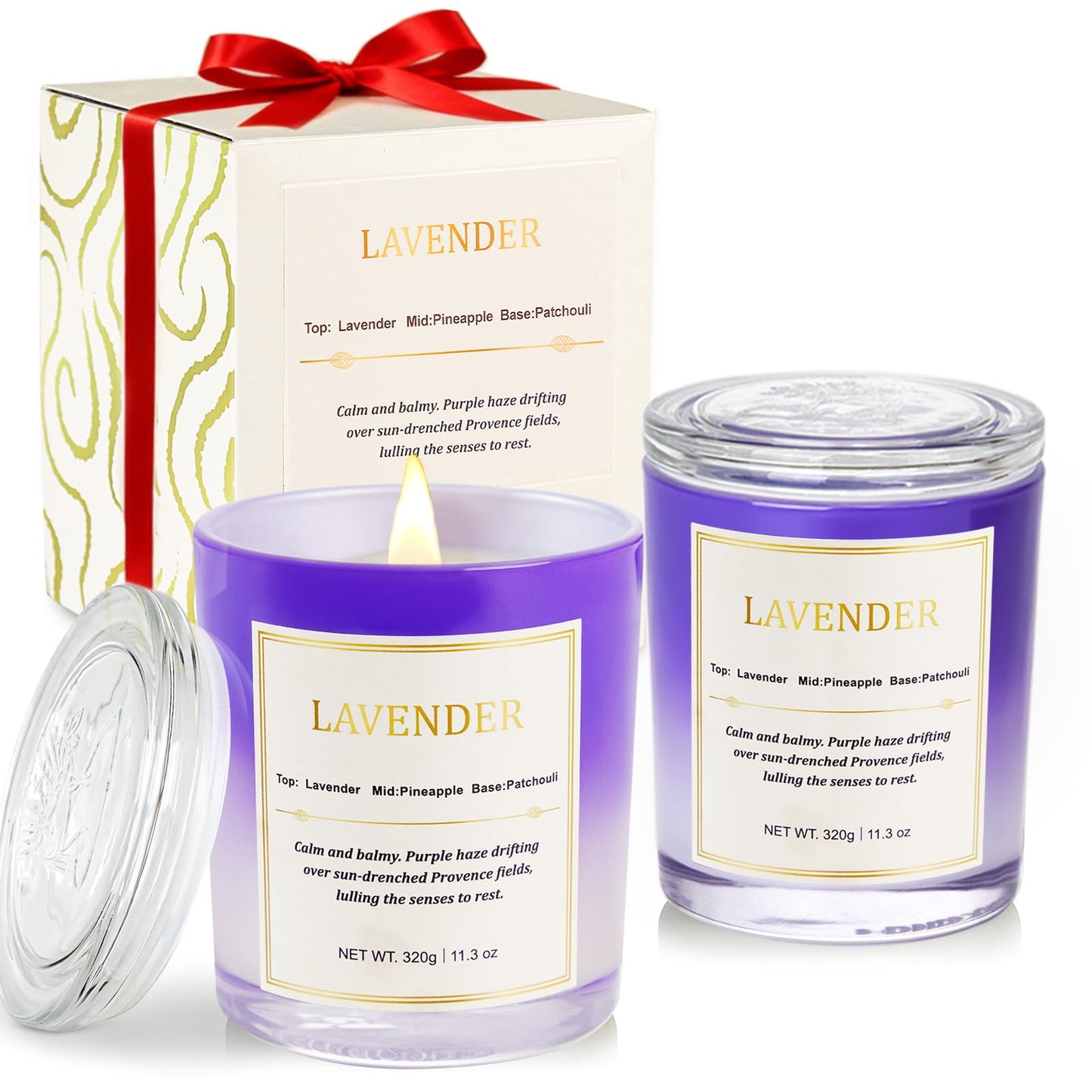Scented Candles for Home,2 Pack Wood Wick Soy Wax Scented Candles with Gift Boxes, Long Lasting Relaxing Aromatherapy Candles for Home Decor, Holiday Gifts