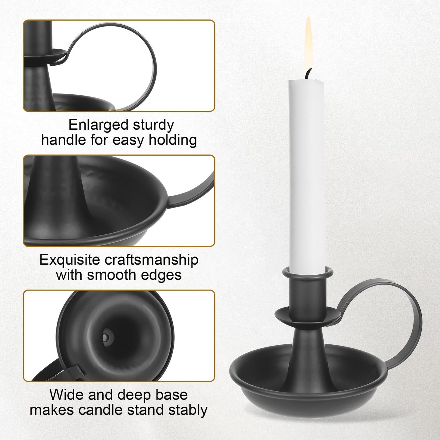 Mofunci Retro Black Candlestick Holders, Iron Taper Candle Holders Set of 2, Candle Sticks Holder Decor for Wedding Party Home Table Mantel