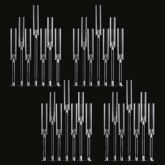 Generic Candelabra 7 Arm Acrylic Candlestick Candle Holder for Wedding Birthday Party Living Room Decor, 4pcs Set 26.5 Inch Tall, Clear