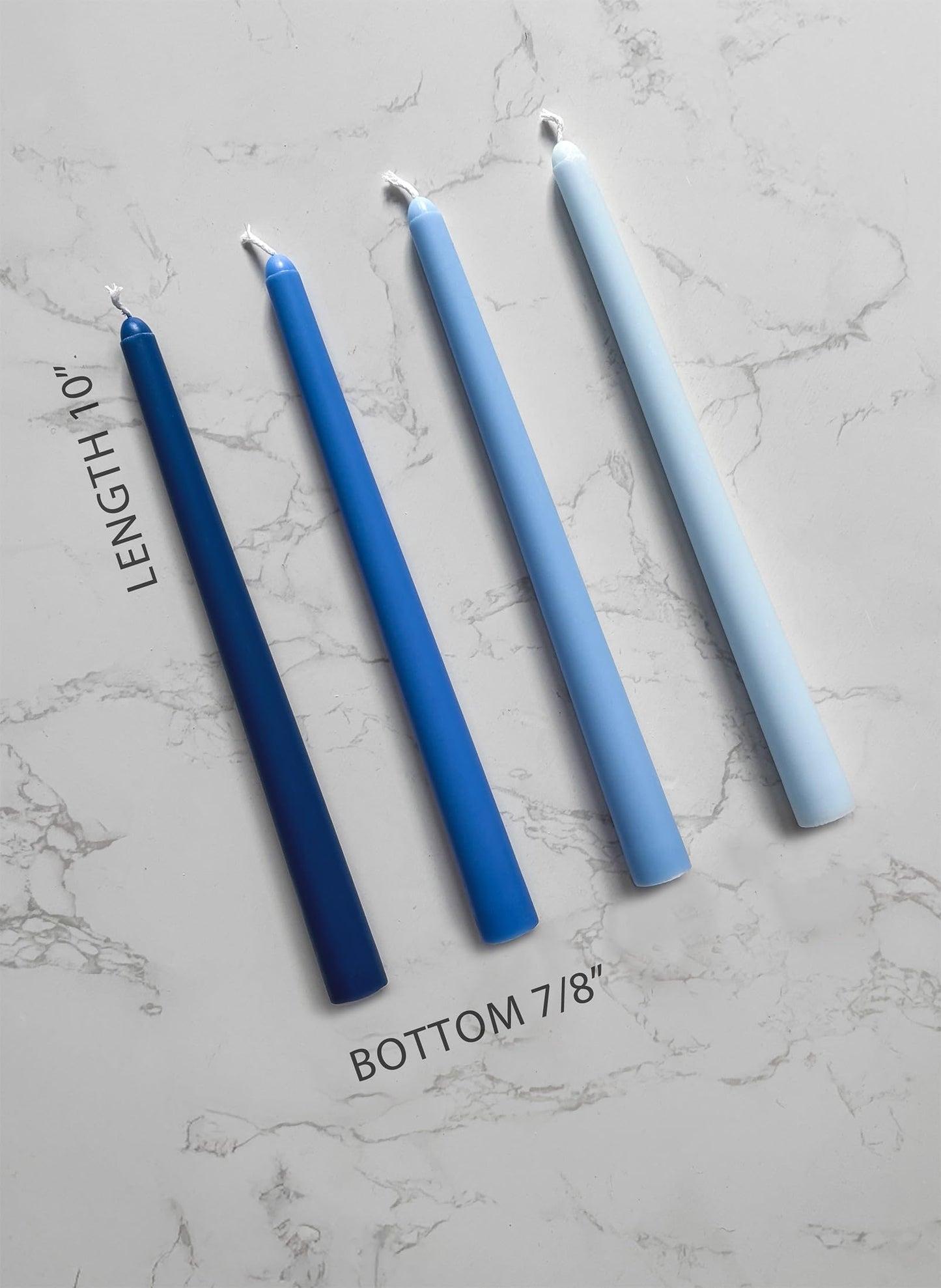 Homeology 10" Classic Taper Candles, Blue Shades, 12-Pack, 7-8 Hours Long Burning, Unscented Tall Candlesticks