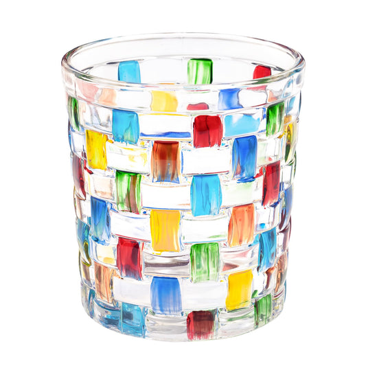 Toptime Tealight Candle Holder, Stained Glass Votive Candle Holder with Woven Pattern, Romantic Mosaic Tea Light Holder Cup for Table Centerpieces, Christmas, Birthday Party, Home Decor