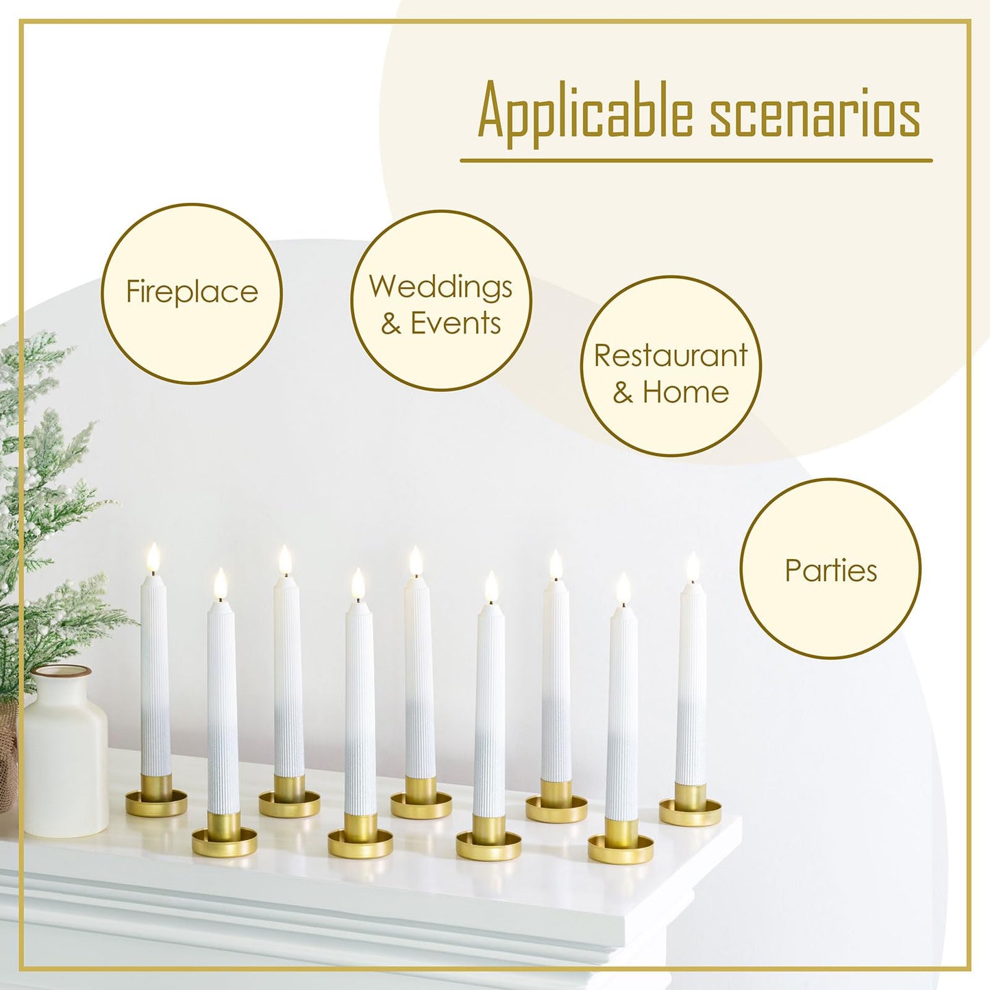 Smtyle Gold Taper Christmas Candle Holders for Candlestick Candles and Candlesticks Set of 9 Unique and Eye-catching Holders Modern Contemporary Decor