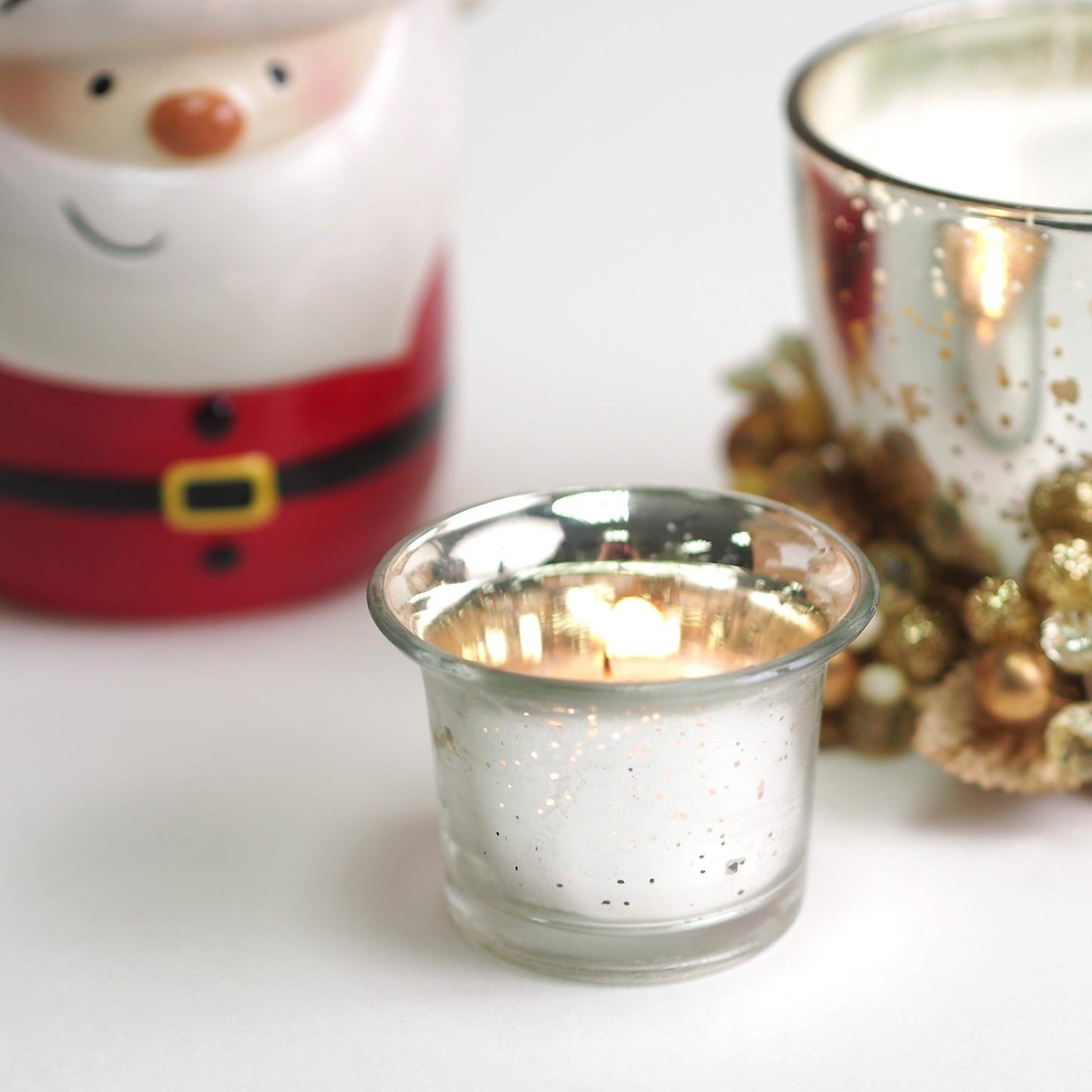 Hosley Set of 6 Metallic/Antique Finish Glass Candle Tealight Holders. Ideal Gift for Wedding Bridal Party Reiki LED Votive Tea Light Gardens O4 (Antique Silver)