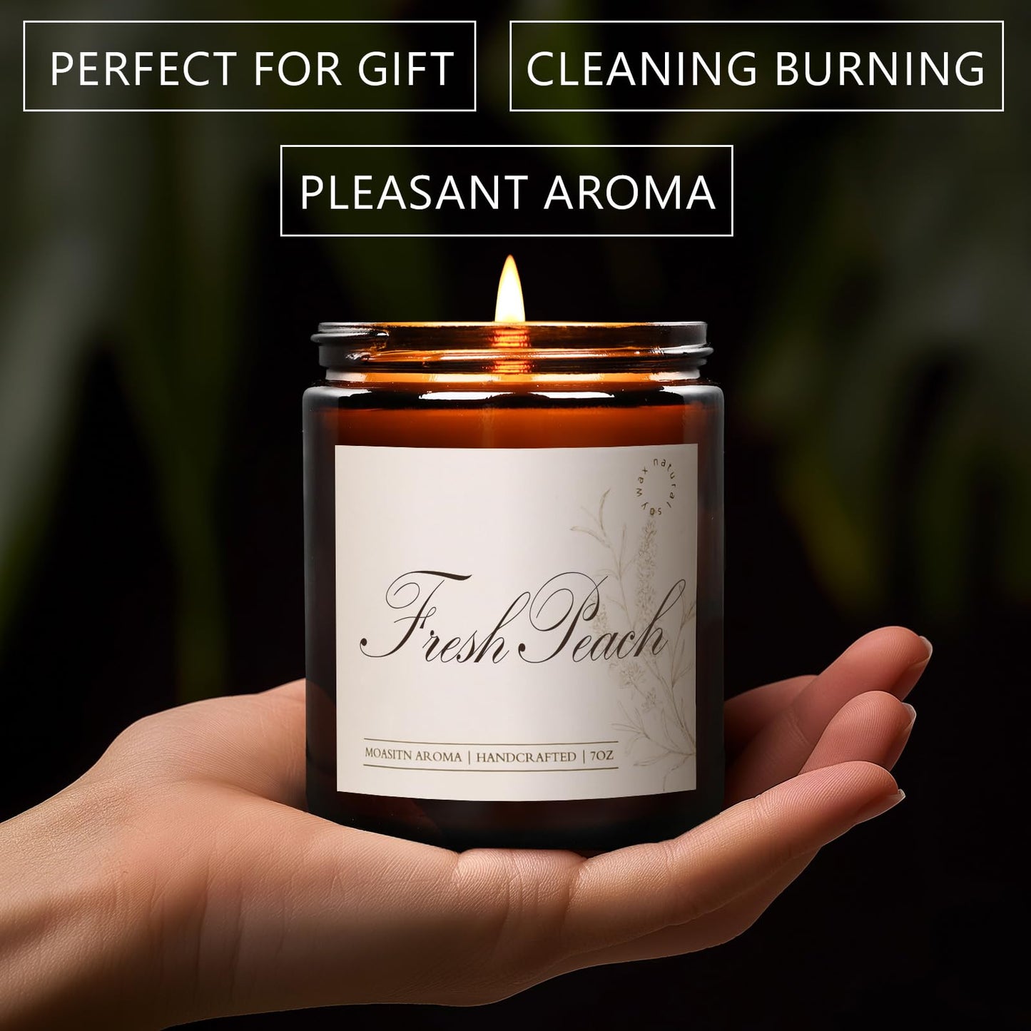 MOASITN Fresh Peach Scented Candles for Home|Sweet Orange,Peach,Floral Scented Soy Candle| Longlasting Aromatherapy Candle Gift for Women,Men for Birthday,Summer,Holiday|7oz